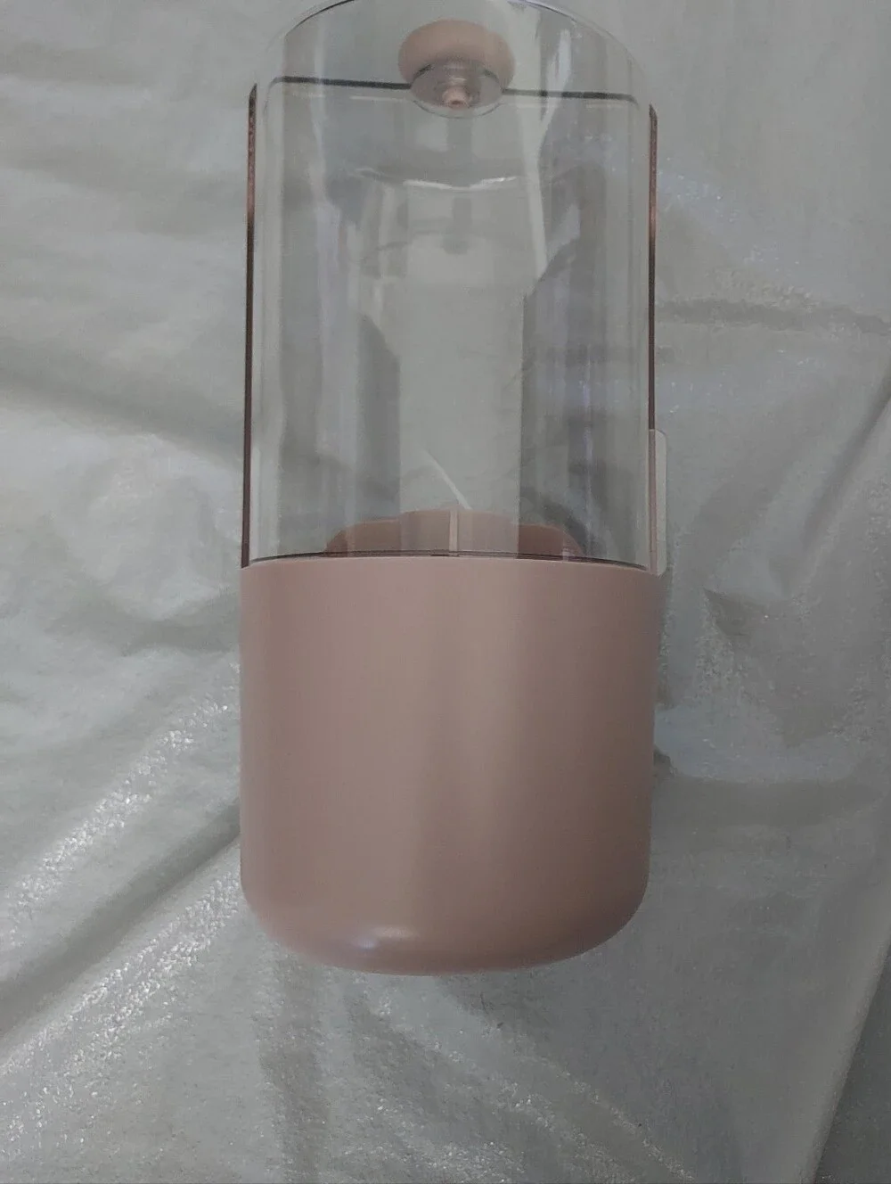 Clear Acrylic Cosmetic Organizer with Light Pink Base